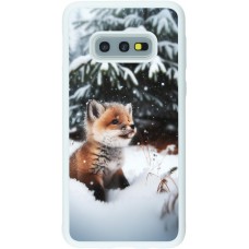 Coque Samsung Galaxy S10e - Silicone rigide blanc Noël 2023 Renardeau sapin