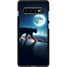 Coque Samsung Galaxy S10+ - Chat noir sous la pleine lune