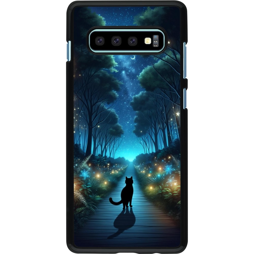 Coque Samsung Galaxy S10+ - Chat noir promenade