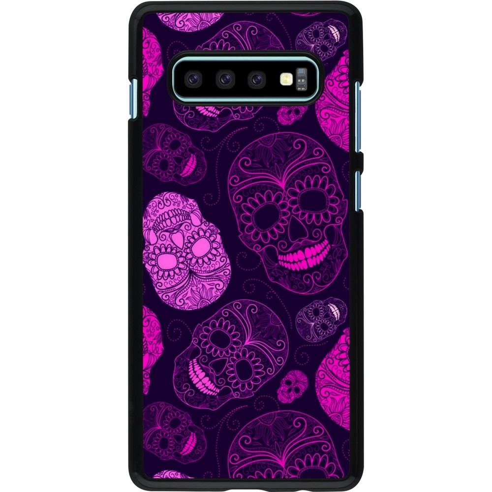 Coque Samsung Galaxy S10+ - Halloween 2023 pink skulls