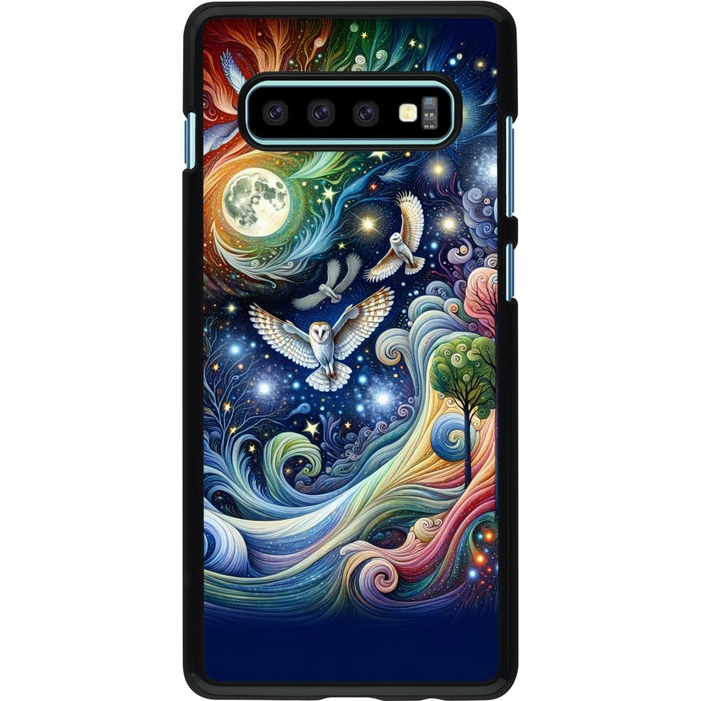 Coque Samsung Galaxy S10+ - hibou volant floral