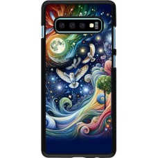 Coque Samsung Galaxy S10+ - hibou volant floral