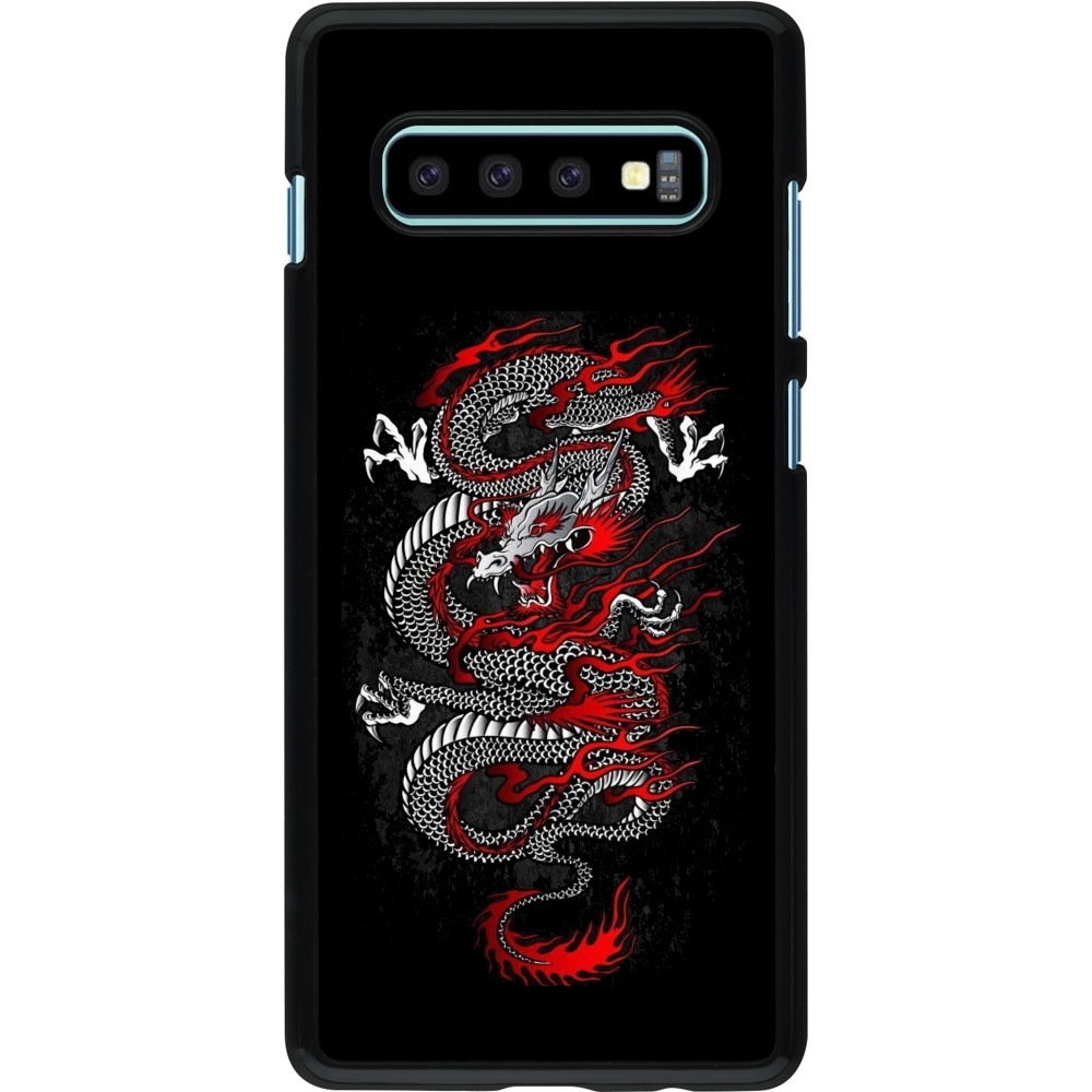 Coque Samsung Galaxy S10+ - Japanese style Dragon Tattoo Red Black