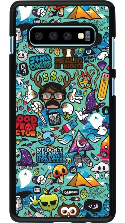 Coque Samsung Galaxy S10+ - Mixed Cartoons Turquoise