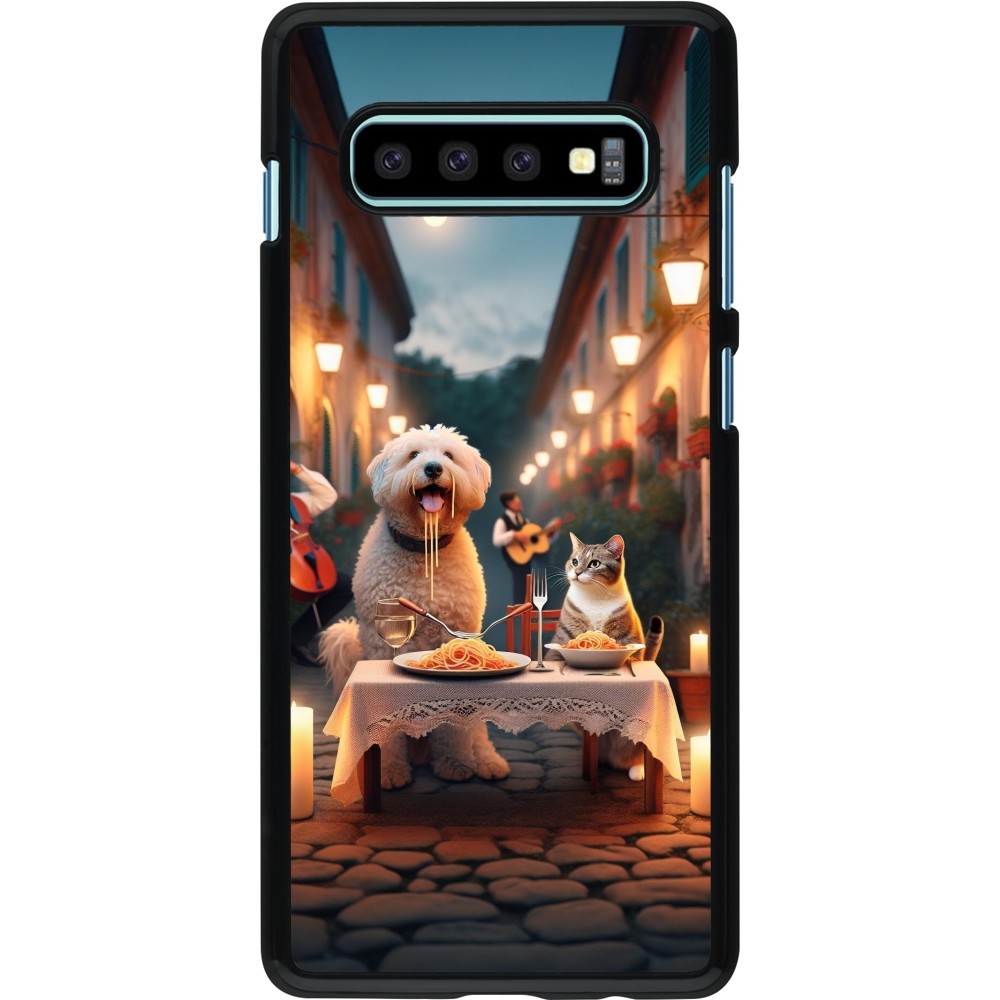 Coque Samsung Galaxy S10+ - Valentine 2024 Dog & Cat Candlelight