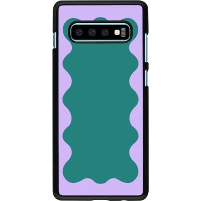 Coque Samsung Galaxy S10+ - Wavy Rectangle Green Purple