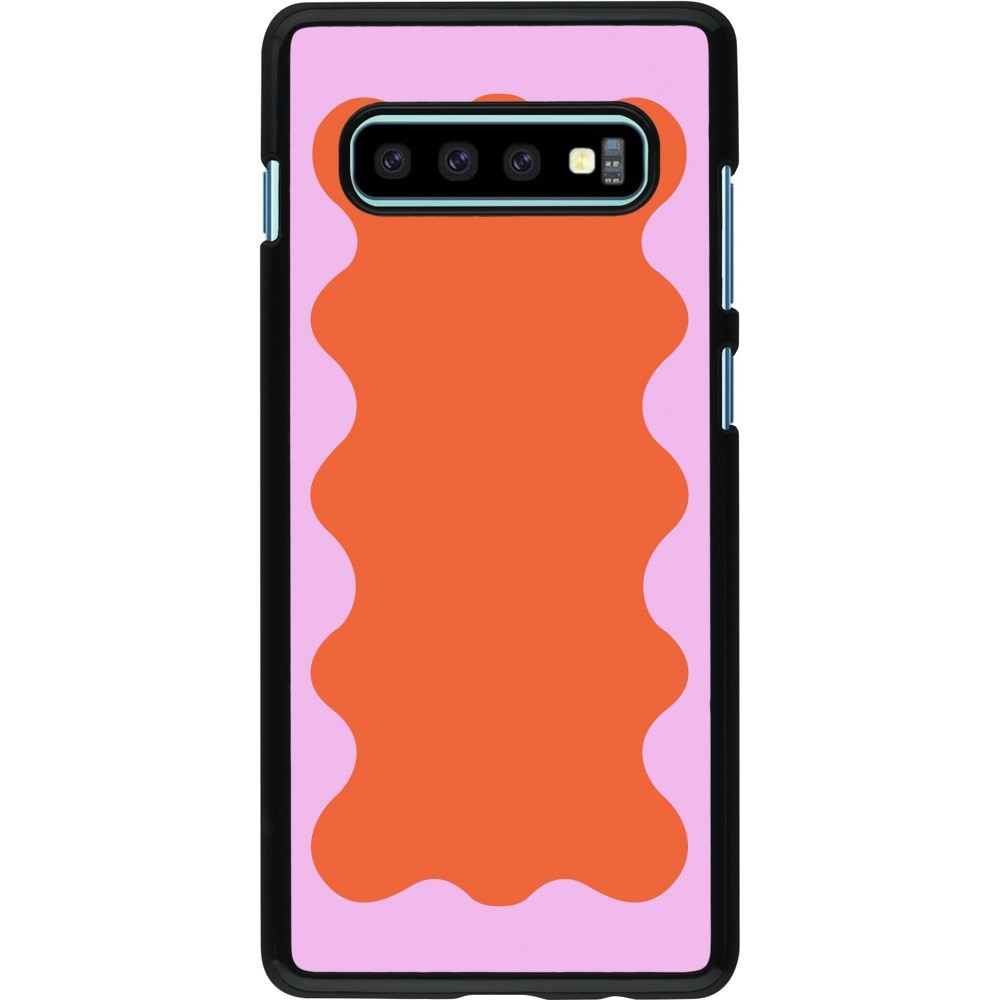 Coque Samsung Galaxy S10+ - Wavy Rectangle Orange Pink