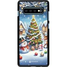 Coque Samsung Galaxy S10+ - Noël 2023 bonhomme de neige et sapin