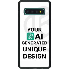 Coque Samsung Galaxy S10+ - Silicone rigide noir 100% unique générée par intelligence artificielle (AI) avec vos idées