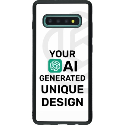 Coque Samsung Galaxy S10+ - Silicone rigide noir 100% unique générée par intelligence artificielle (AI) avec vos idées