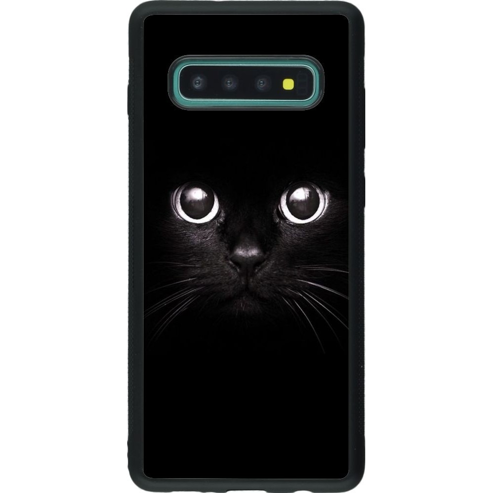 Coque Samsung Galaxy S10+ - Silicone rigide noir Cat eyes