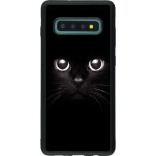 Coque Samsung Galaxy S10+ - Silicone rigide noir Cat eyes