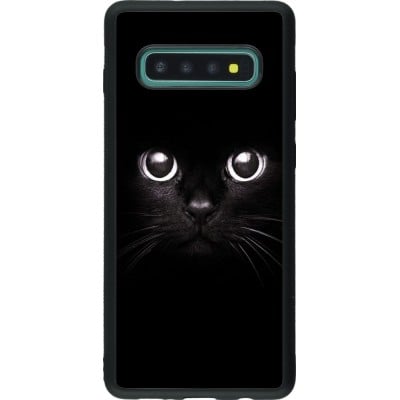 Coque Samsung Galaxy S10+ - Silicone rigide noir Cat eyes