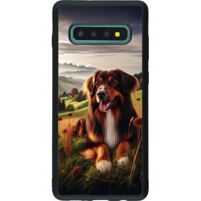 Coque Samsung Galaxy S10+ - Silicone rigide noir Chien Campagne Suisse