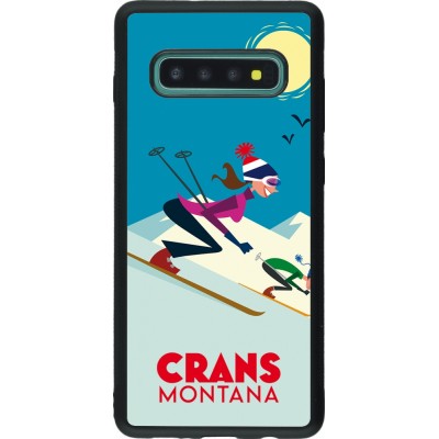 Coque Samsung Galaxy S10+ - Silicone rigide noir Crans-Montana Ski Downhill