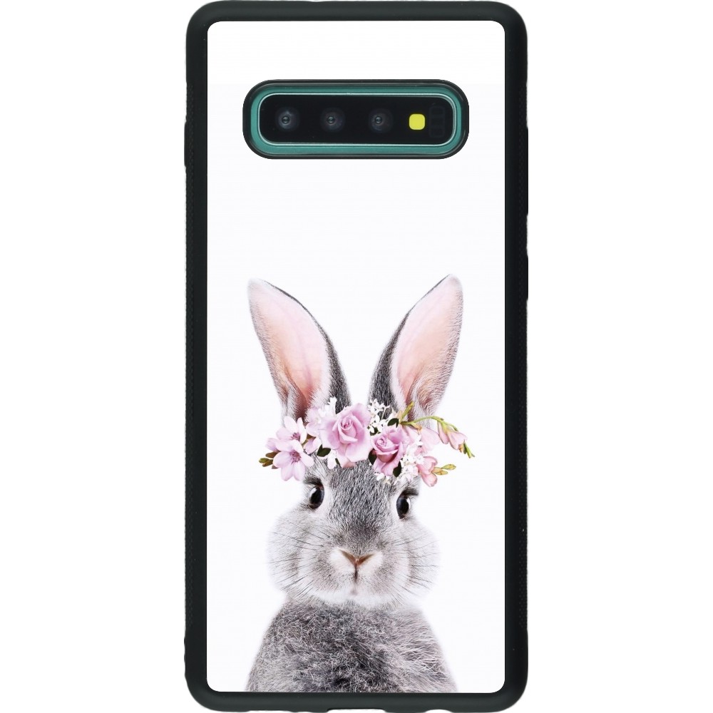 Coque Samsung Galaxy S10+ - Silicone rigide noir Easter 2023 flower bunny