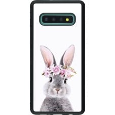 Coque Samsung Galaxy S10+ - Silicone rigide noir Easter 2023 flower bunny