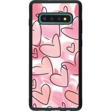 Coque Samsung Galaxy S10+ - Silicone rigide noir Easter 2023 pink hearts