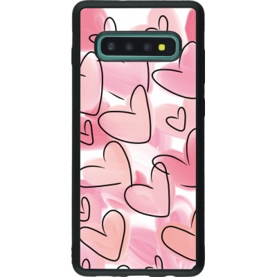 Coque Samsung Galaxy S10+ - Silicone rigide noir Easter 2023 pink hearts