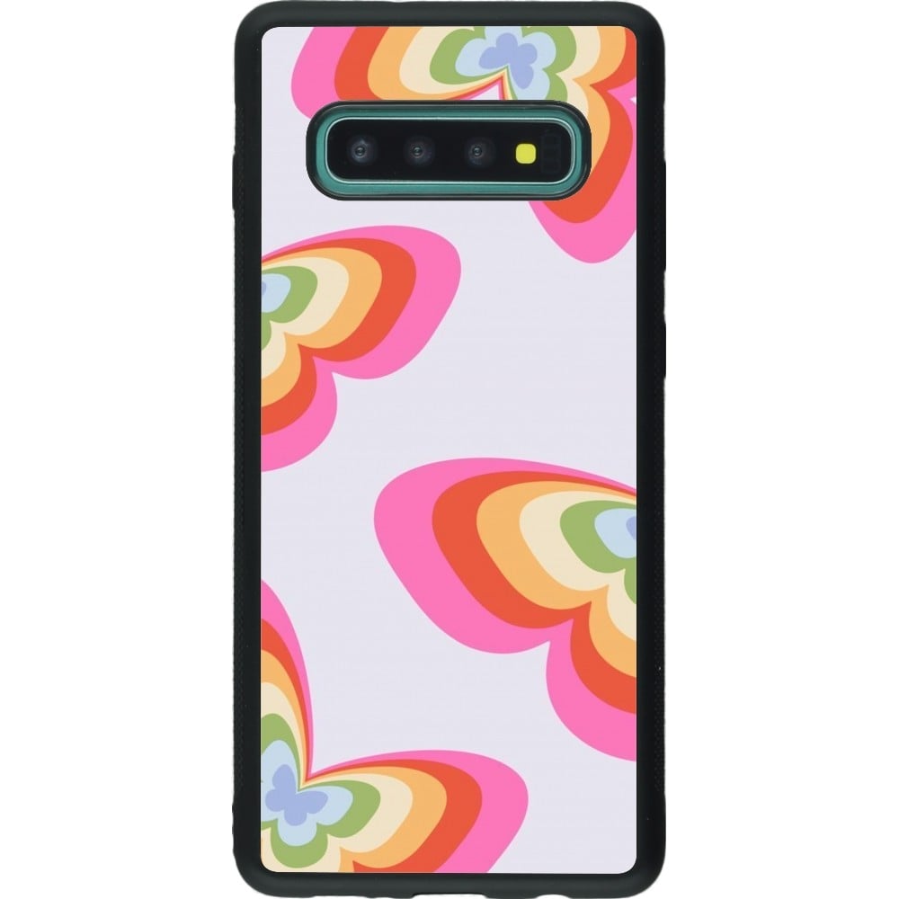 Coque Samsung Galaxy S10+ - Silicone rigide noir Easter 2024 rainbow butterflies