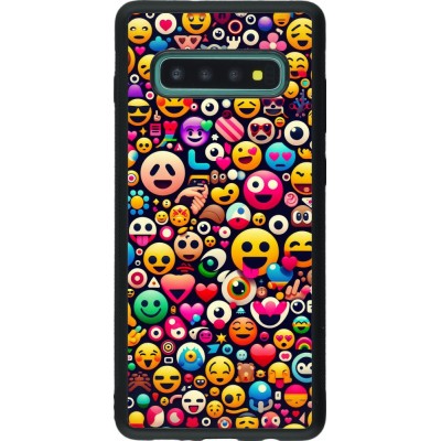 Coque Samsung Galaxy S10+ - Silicone rigide noir Emoji Mix Color