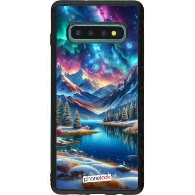 Coque Samsung Galaxy S10+ - Silicone rigide noir Fantasy Mountain Lake Sky Stars