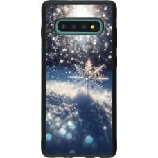 Coque Samsung Galaxy S10+ - Silicone rigide noir Flocon Solaire Éclat