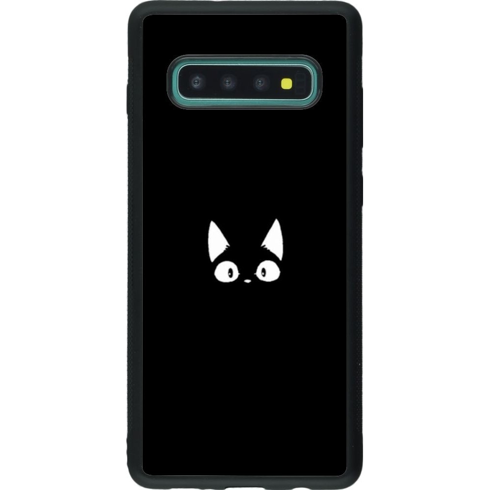 Coque Samsung Galaxy S10+ - Silicone rigide noir Funny cat on black