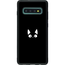 Coque Samsung Galaxy S10+ - Silicone rigide noir Funny cat on black