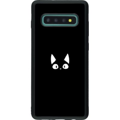 Coque Samsung Galaxy S10+ - Silicone rigide noir Funny cat on black