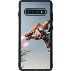 Coque Samsung Galaxy S10+ - Silicone rigide noir Girafe à bulle