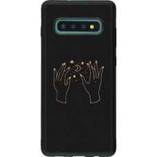 Coque Samsung Galaxy S10+ - Silicone rigide noir Grey magic hands