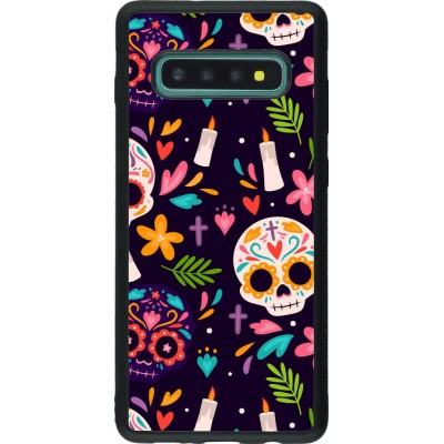 Coque Samsung Galaxy S10+ - Silicone rigide noir Halloween 2023 mexican style