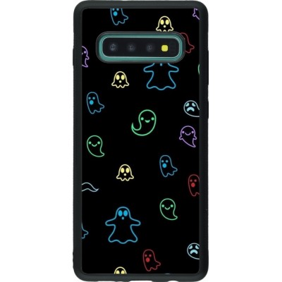 Coque Samsung Galaxy S10+ - Silicone rigide noir Halloween 2024 colorful ghosts