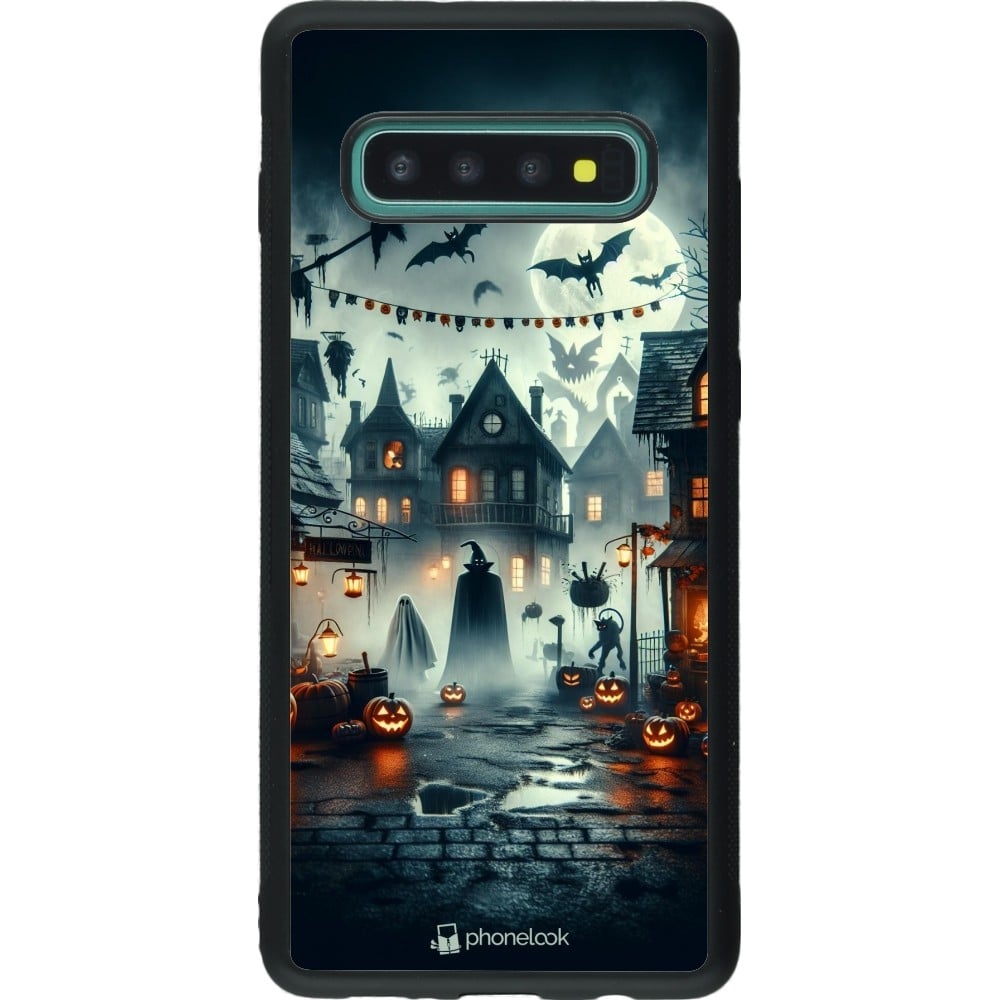 Coque Samsung Galaxy S10+ - Silicone rigide noir Halloween Spookville