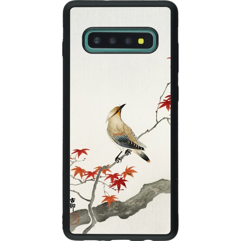 Coque Samsung Galaxy S10+ - Silicone rigide noir Japanese Bird