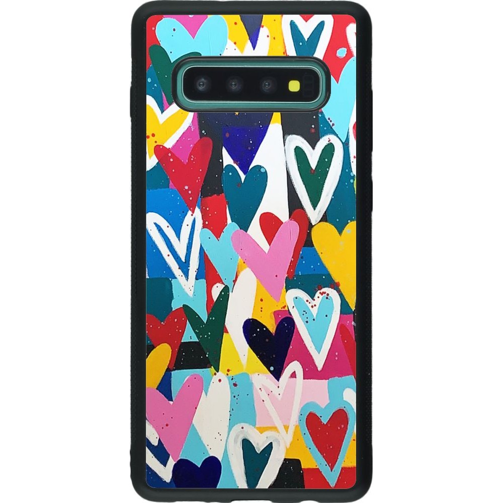 Coque Samsung Galaxy S10+ - Silicone rigide noir Joyful Hearts