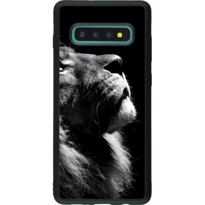 Coque Samsung Galaxy S10+ - Silicone rigide noir Lion looking up