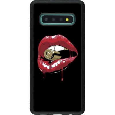 Coque Samsung Galaxy S10+ - Silicone rigide noir Lips bullet