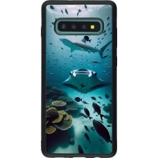 Coque Samsung Galaxy S10+ - Silicone rigide noir Manta Lagon Nettoyage