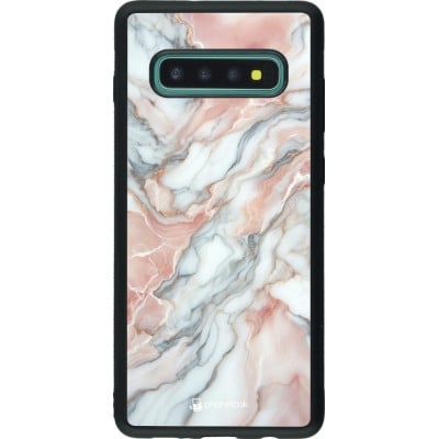 Coque Samsung Galaxy S10+ - Silicone rigide noir Marbre Rose Lumineux