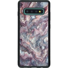 Coque Samsung Galaxy S10+ - Silicone rigide noir Marbre violette argentée