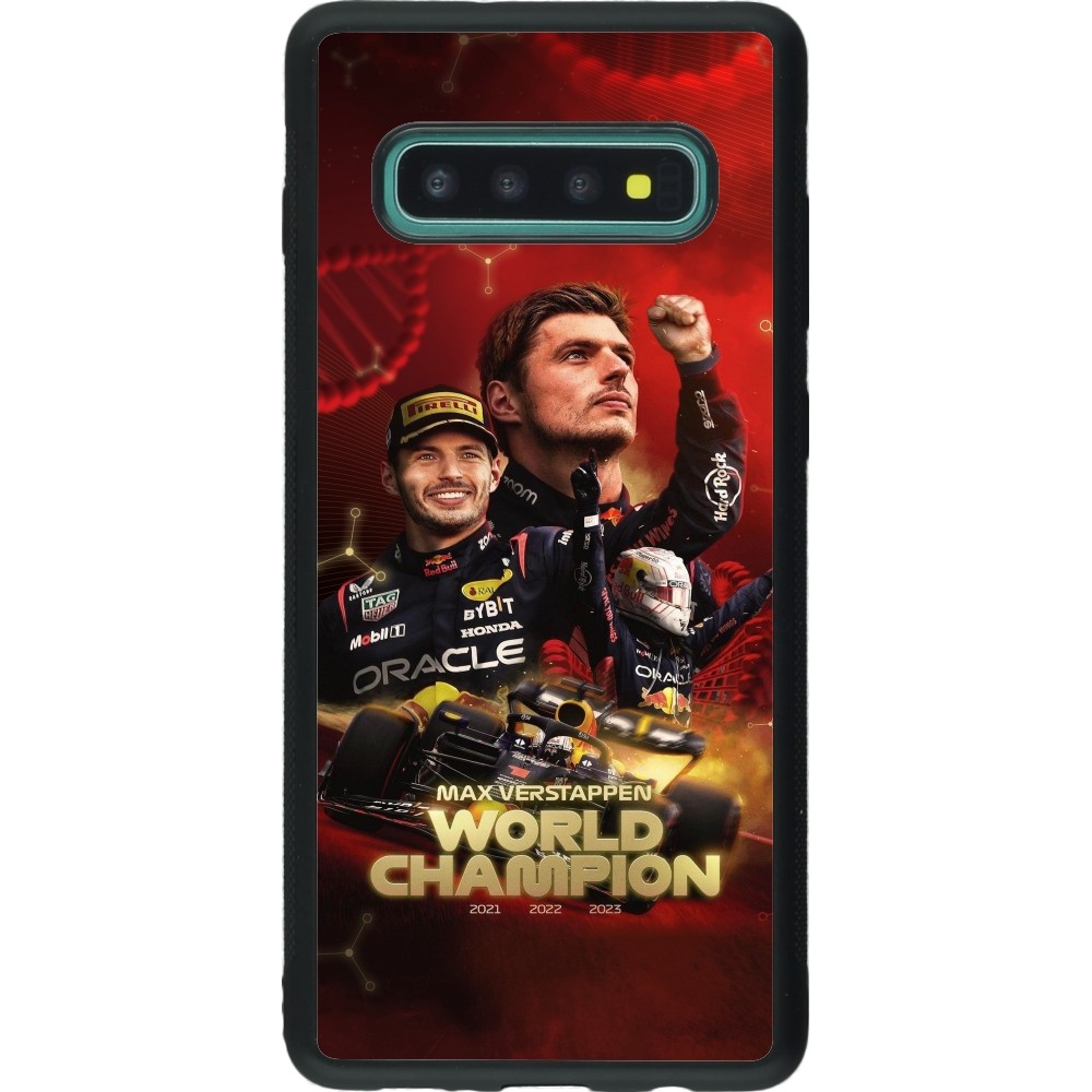 Coque Samsung Galaxy S10+ - Silicone rigide noir Max Verstappen Champion 2023