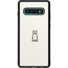 Coque Samsung Galaxy S10+ - Silicone rigide noir Minimal bunny cutie