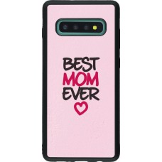 Coque Samsung Galaxy S10+ - Silicone rigide noir Mom 2023 best Mom ever pink