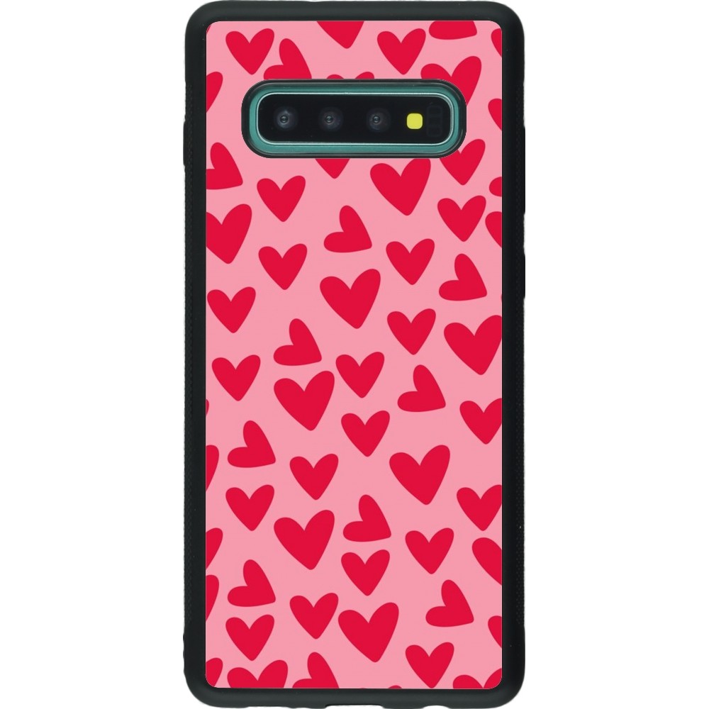 Coque Samsung Galaxy S10+ - Silicone rigide noir Mom 2024 petits coeurs