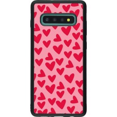 Coque Samsung Galaxy S10+ - Silicone rigide noir Mom 2024 petits coeurs