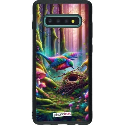 Coque Samsung Galaxy S10+ - Silicone rigide noir Oiseau Nid Forêt