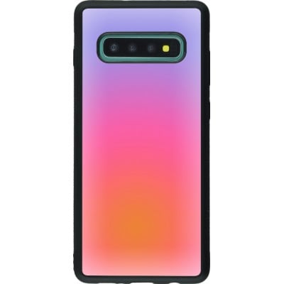 Coque Samsung Galaxy S10+ - Silicone rigide noir Orange Pink Blue Gradient