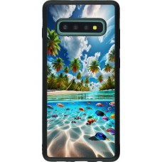 Coque Samsung Galaxy S10+ - Silicone rigide noir Plage Paradis